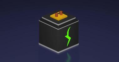 Green screen transition animation with energy storage object shape on dark blue background video