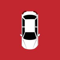 Car icon in flat style. Auto mobile illustration on red background. White vehicle illustration design element. private car for daily use vector