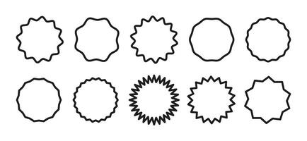 Circle lined borders. Set of curve edge frames. Wavy circles. Simple round frame. Graphic illustration. Geometric line design. Editable stroke. vector