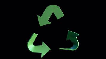 3d reciclar símbolo circula en alfa lazo video