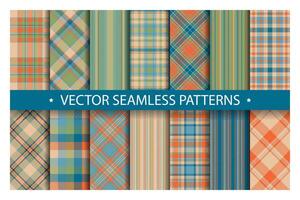 Set plaid pattern seamless. Tartan patterns fabric texture. Checkered geometric background. Scottish stripe blanket backdrop vector