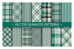 Set plaid pattern seamless. Tartan patterns fabric texture. Checkered geometric background. Scottish stripe blanket backdrop vector
