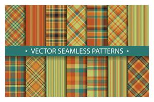 Set plaid pattern seamless. Tartan patterns fabric texture. Checkered geometric background. Scottish stripe blanket backdrop vector