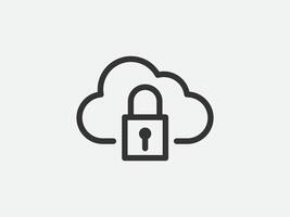 Technology icon cloud computing connection. Big data global server. Line design symbol. vector