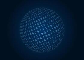 Digital binary code sphere. Blue background. illustration. vector