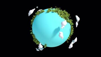 3D Rotating Green Planet On Alpha Loop video
