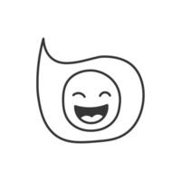 Speech bubble with happy emoji smile Doodle vector