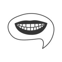 Speech Bubble with Smile and Teeth Doodle vector