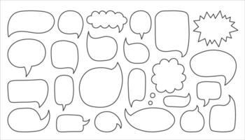 Speech Bubbles Hand Drawn Outline Set vector