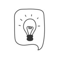Speech Bubble with Glowing Light Bulb Doodle vector