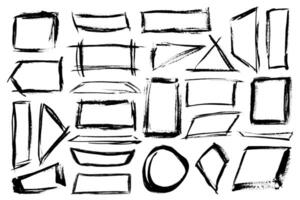 Brush stroke empty boxes for highlight. Grunge black brush stroke square and rectangular frames vector