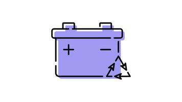 Battery Icon in Colored Outline Style of nice animated for your videos, easy to use with Transparent Background video
