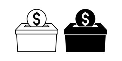 donate box icon set isolated on white background vector