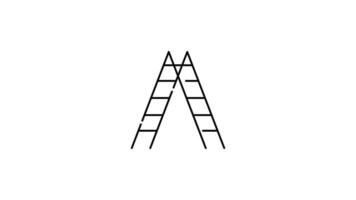 Ladder Icon in Colored Outline Style of nice animated for your Bussines videos, easy to use with Transparent Background video