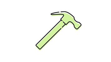 Hammer Icon in Colored Outline Style of nice animated for your Bussines videos, easy to use with Transparent Background video