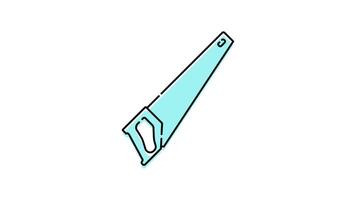 Saw Icon in Colored Outline Style of nice animated for your Bussines videos, easy to use with Transparent Background video