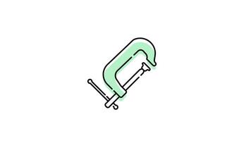 C clamp Icon in Colored Outline Style of nice animated for your Bussines videos, easy to use with Transparent Background video