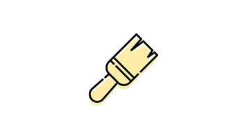 Paintbrush Icon in Colored Outline Style of nice animated for your Bussines videos, easy to use with Transparent Background video