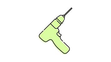 Drill Icon in Colored Outline Style of nice animated for your Bussines videos, easy to use with Transparent Background video