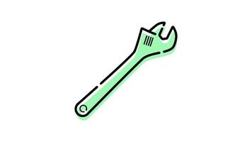Wrench Icon in Colored Outline Style of nice animated for your Bussines videos, easy to use with Transparent Background video