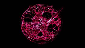 Neon frame effect Pho, a Vietnamese noodle soup,Vietnam, glow, black background. video