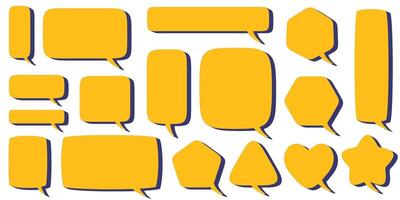Text talk balloons. Speech bubbles clouds for dialog. Comic cloud box for message with shadow. Frame shape set for comment isolated on white background. Stickers vector