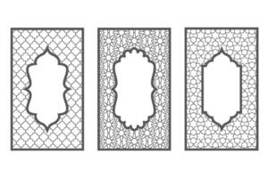Ramadan window with pattern. Arabic frame of mosque door. Islamic design template. Oriental decoration with ornament. vector