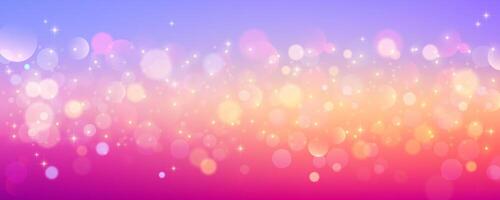 Cute pink background with stars and bokeh. Unicorn sky with glitter texture. Dreamy wallpaper with fairy sparkles. Holographic abstract space lilac gradient print. vector