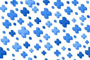 Medical pattern with abstract pluses. Healthcare background with blue crosses. 3d math symbol texture. Seamless illustration vector