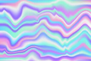 Holographic foil background with rainbow texture. Iridescent gradient neon print with laser effect and metallic wavy texture. Pearlescent wallpaper. vector