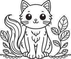 Cat coloring book page illustration colouring book vector