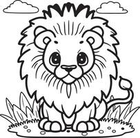 Lion coloring book page illustration colouring book vector
