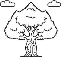 Tree coloring page illustration colouring page for kids, coloring book vector