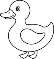 Cute duck Black and white outline coloring book or page for children vector