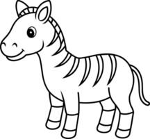 Black and white zebra outline coloring book or page for children vector