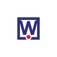 letter w square dot colorful simple logo vector