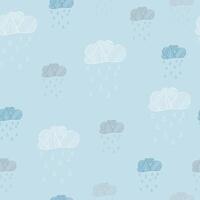 Clouds background. Seamless hand-drawn pattern. vector