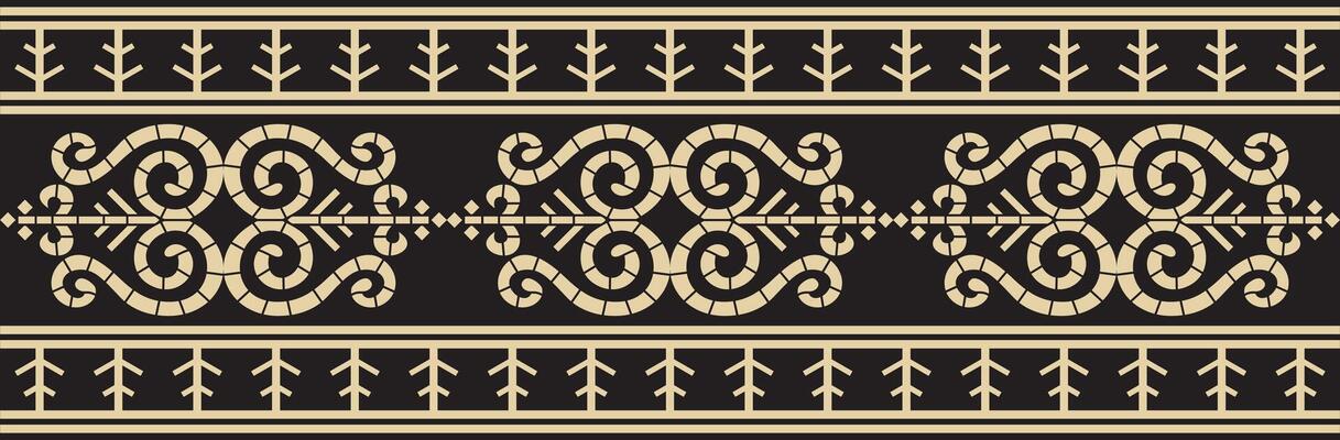 gold and black seamless Yakut ornament. Endless border, frame of the northern peoples of the Far East.