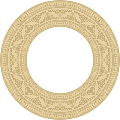 gold round Yakut ornament. Endless circle, border, frame of the northern peoples of the Far East.