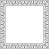square black contour border, frame, Pompeii. Rectangle Neopolitan ornament. Art of Ancient Rome. Template for stained glass vector