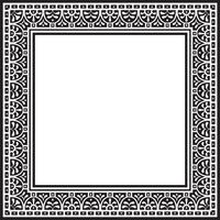 square black monochrome border, frame, Pompeii. Rectangle Neopolitan ornament. Art of Ancient Rome. Template for stained glass vector