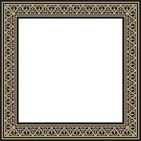 square gold with black border, frame, Pompeii. Rectangle Neopolitan ornament. Art of Ancient Rome. Template for stained glass vector