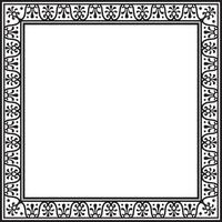square black monochrome border, frame, Pompeii. Rectangle Neopolitan ornament. Art of Ancient Rome. Template for stained glass vector