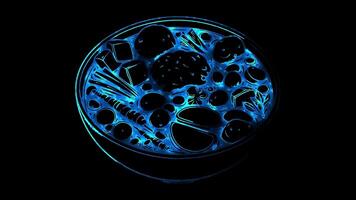 Neon frame effect Cawl, a traditional Welsh hearty soup, glow, black background. video