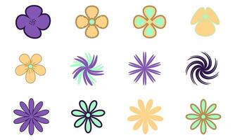 Abstract flowers, top view. Spring flora. Flat illustration on white background vector