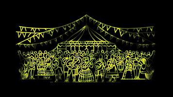 Neon frame effect Eisteddfod Festival ,Welsh, glow, black background. video