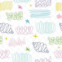 of childrens drawings features a charming, naive texture that's perfect for youthful backgrounds. Hand-drawn cartoon scribbles, waves, and stars populate the pattern, reminiscent of whimsical vector