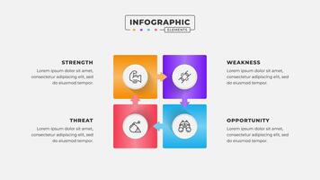 Swot analysis infographic template with icons vector