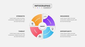 Swot analysis infographic template with icons vector
