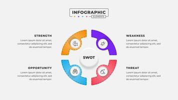Swot analysis infographic template with icons vector